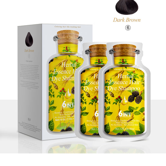 Pure Rinse Dye Travel-Size Hair Dye Shampoo 6 in 1 (10 Packs) - Dark Brown