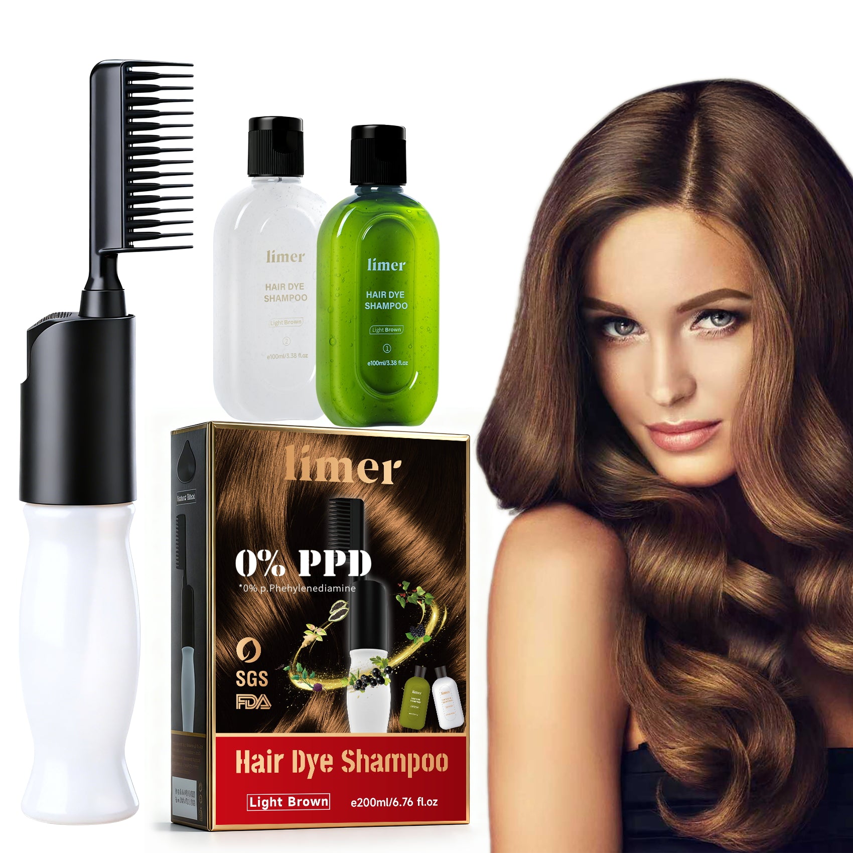 0% PPD Color Comb for Hair Dye-Light Brown