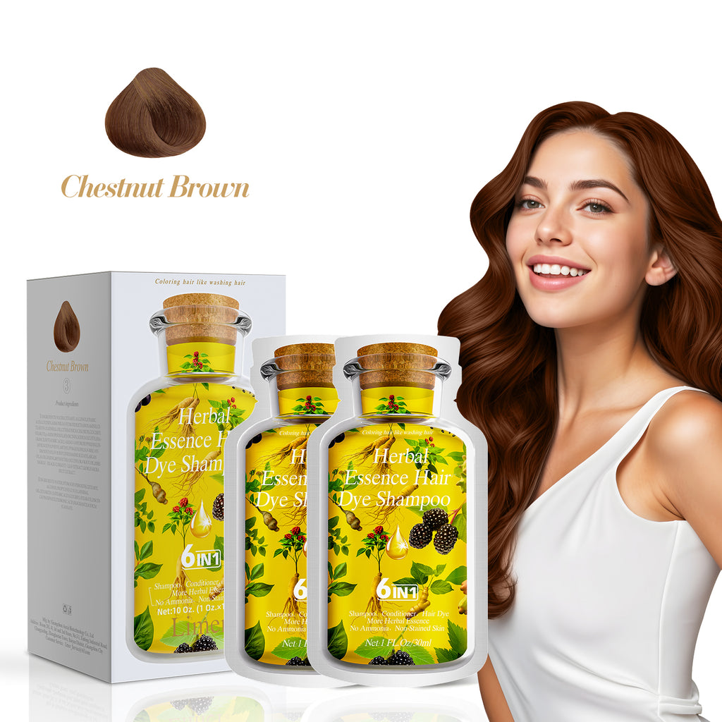 Clear-Water Rinse Hair Dye Travel-Size Hair Dye Shampoo 6 in 1 (10 Packs) - Chestnut Brown