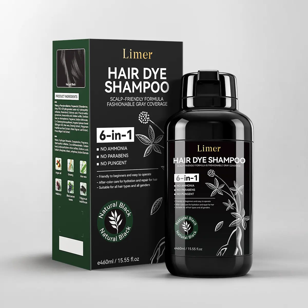 Limer 3-in-1 Hair Dye Shampoo Multicolor 460ML Limer-global