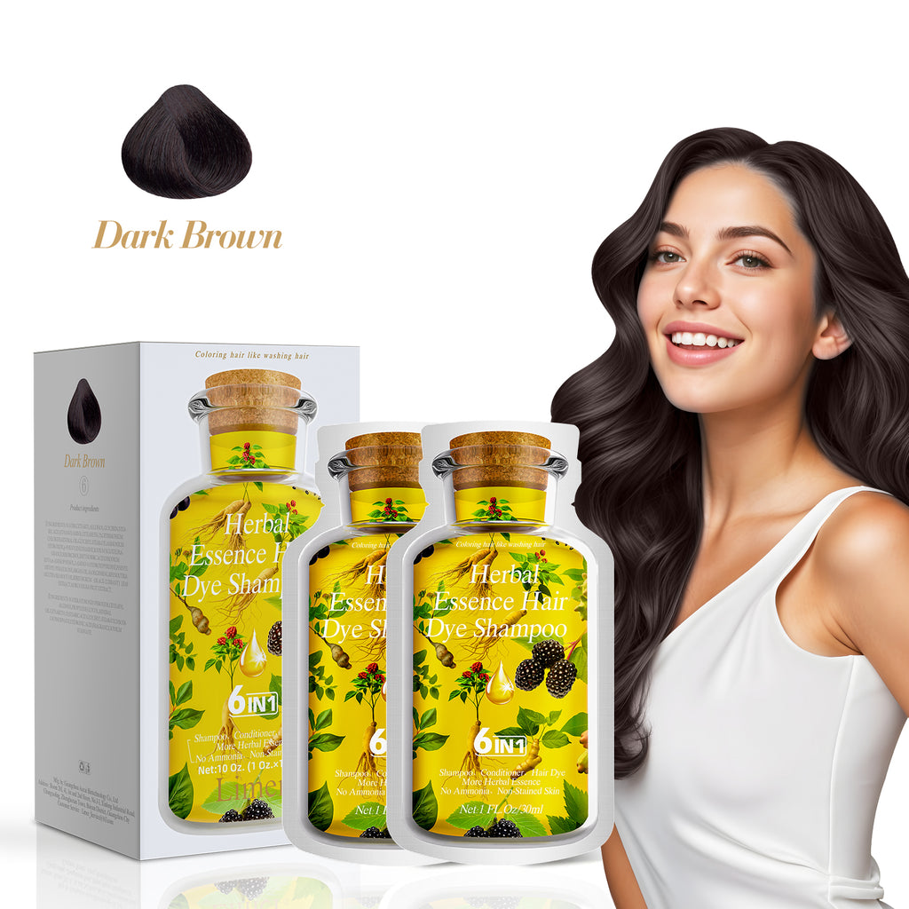 Clear-Water Rinse Hair Dye Travel-Size Hair Dye Shampoo 6 in 1 (10 Packs) - Dark Brown