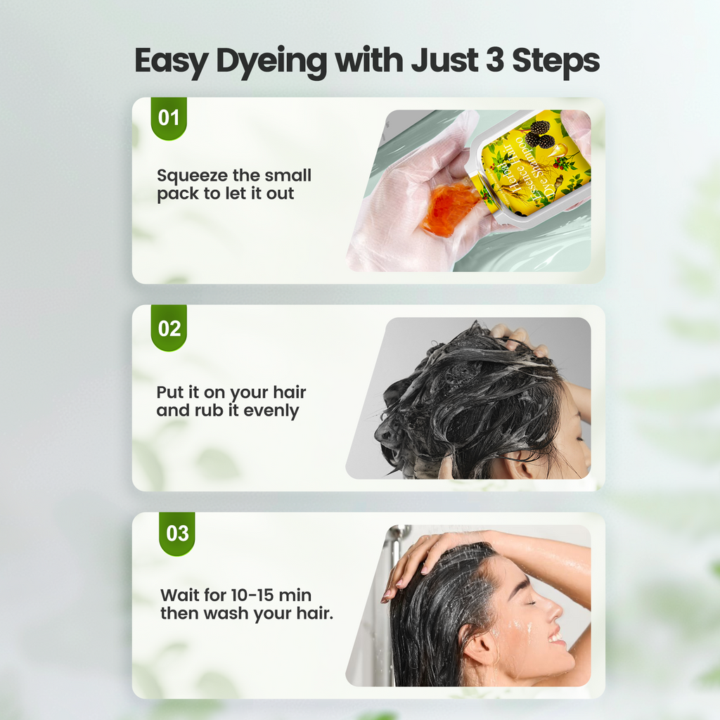 Clear-Water Rinse Hair Dye Travel-Size Hair Dye Shampoo 6 in 1 (10 Packs) - Purple