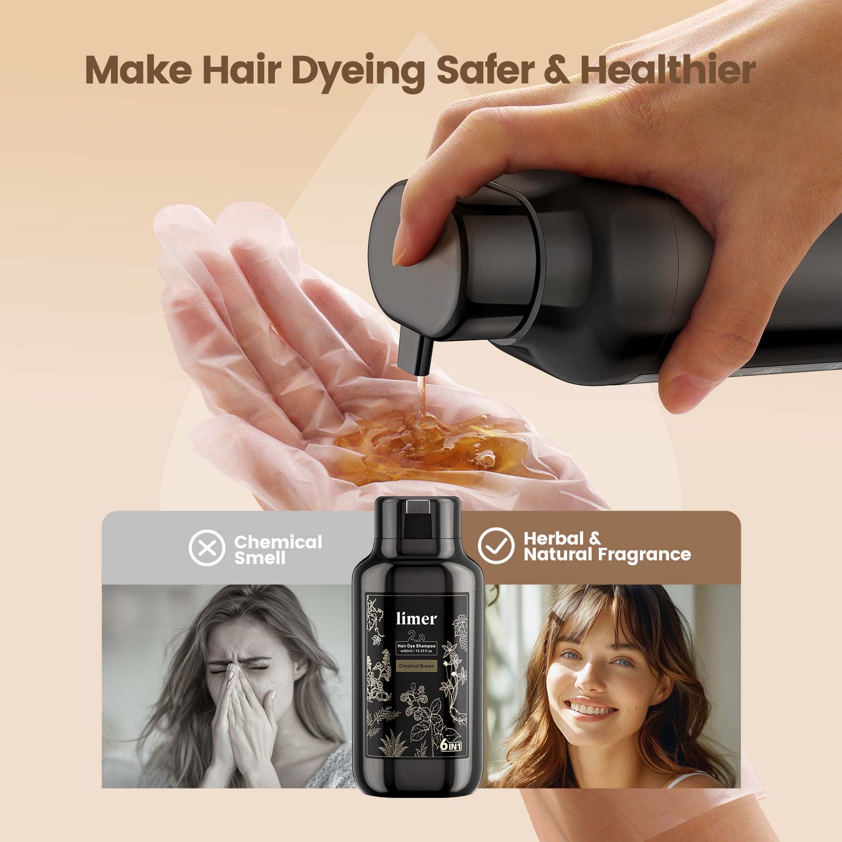 Clear-Water Rinse Hair Dye 460ML Multicolor Hair Dye Shampoo - Cover Gray Hair