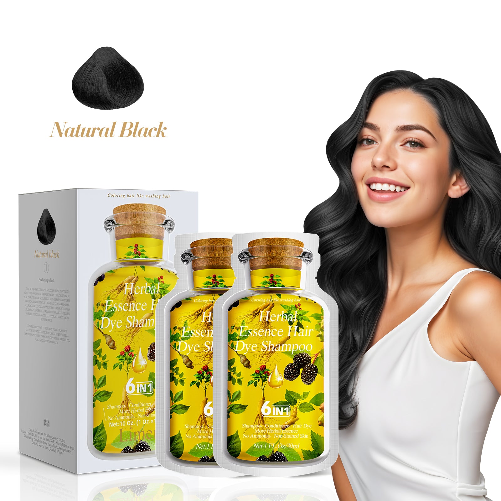 Travel-Size Multicolor Hair Dye Shampoo 6 in 1 (10 Packs)