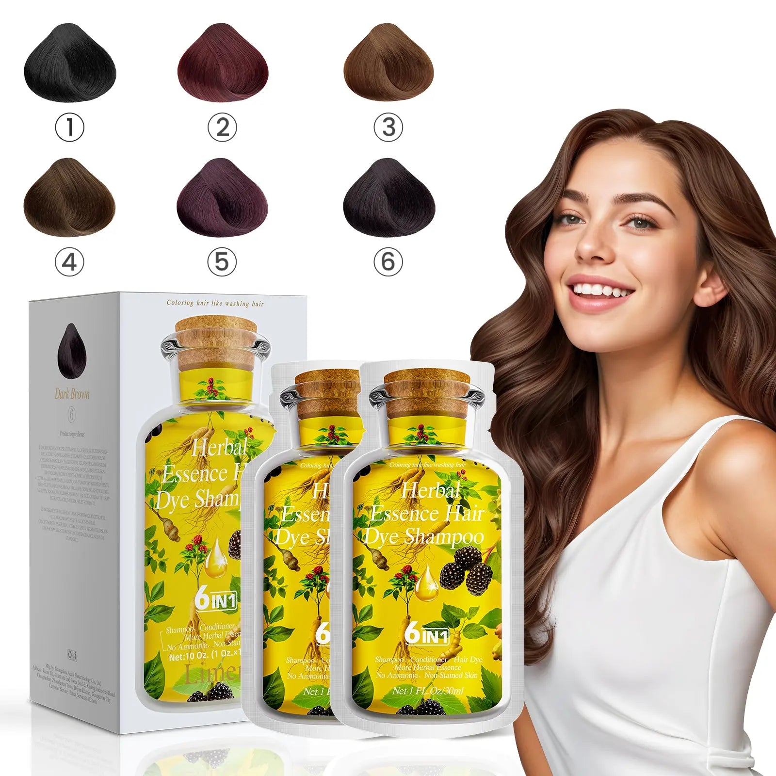 Travel-Size Multicolor Hair Dye Shampoo 6 in 1 (10 Packs) - hair