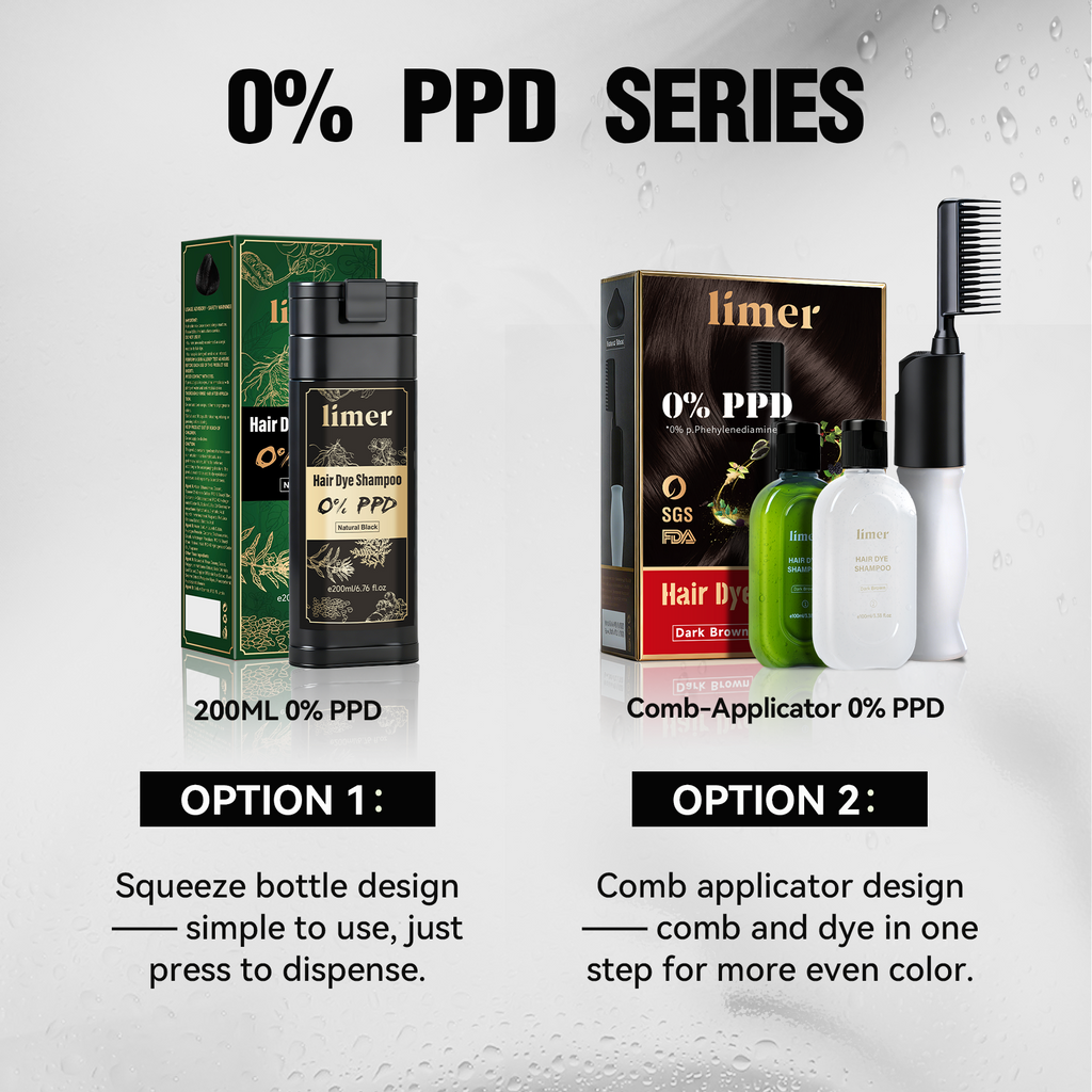 0% PPD 200ML Hair Dye Shampoo - Dark Brown