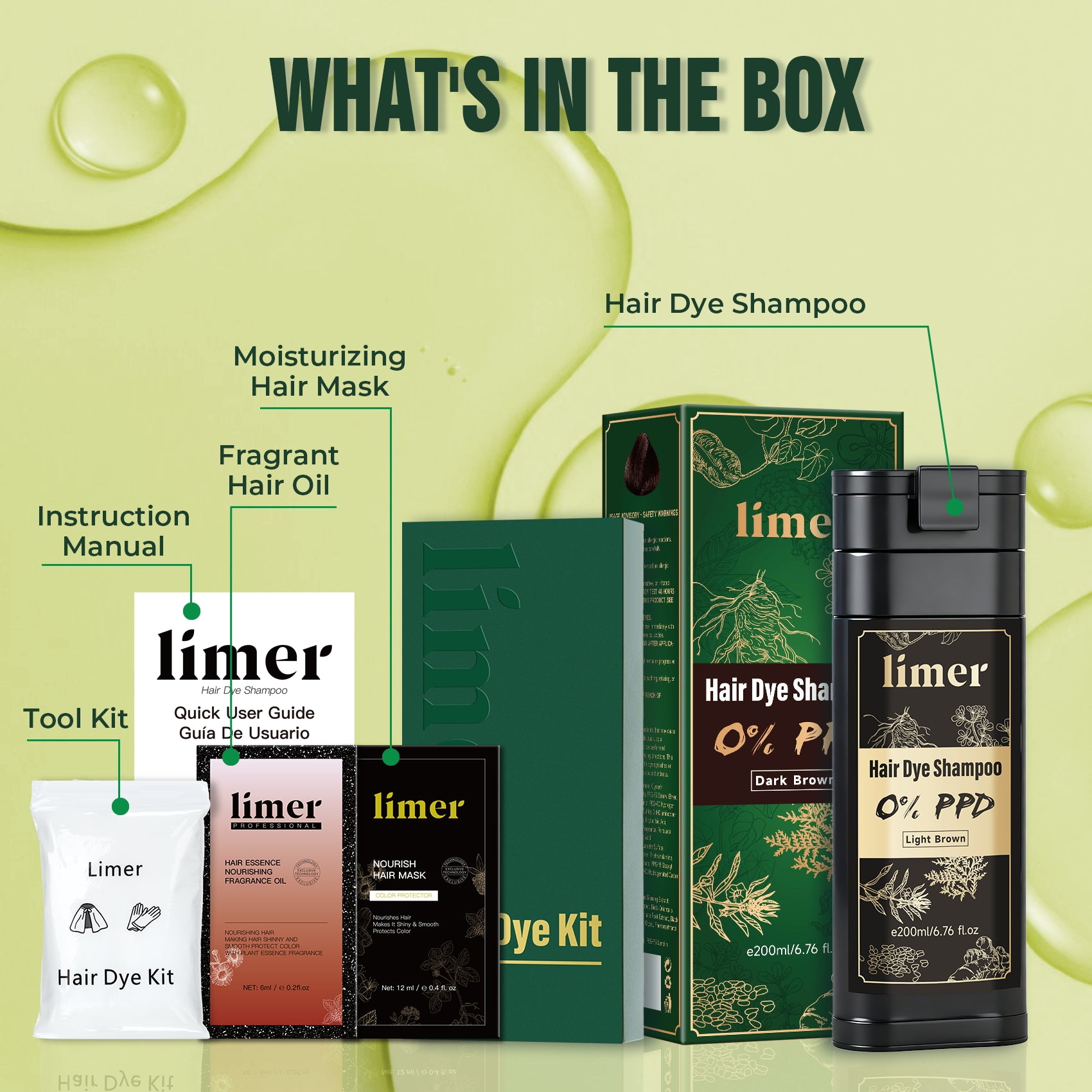 0% PPD 200ML Hair Dye Shampoo