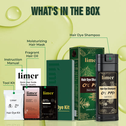 0% PPD 200ML Hair Dye Shampoo - Natural Black