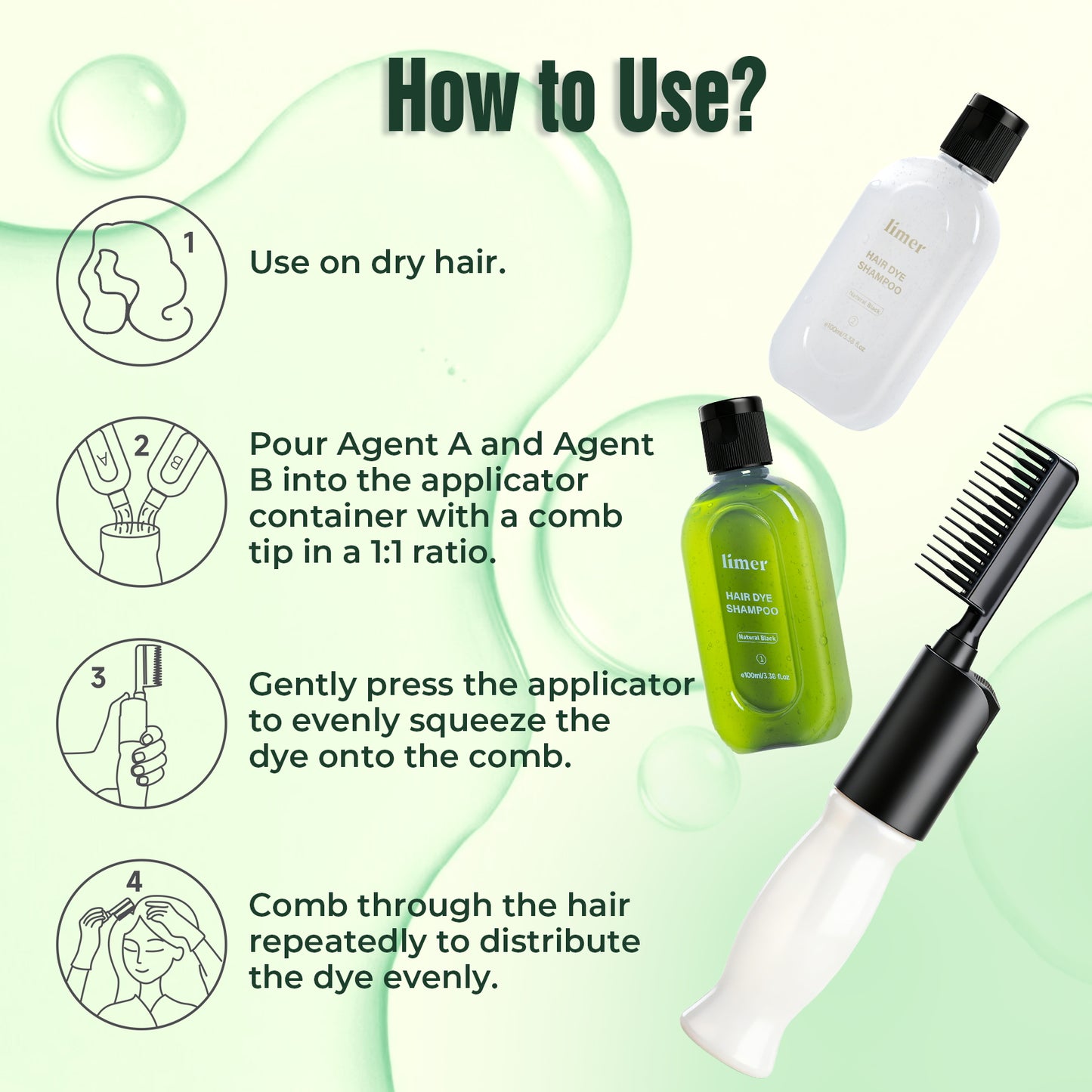 0% PPD Color Comb for Hair Dye - Natural Black